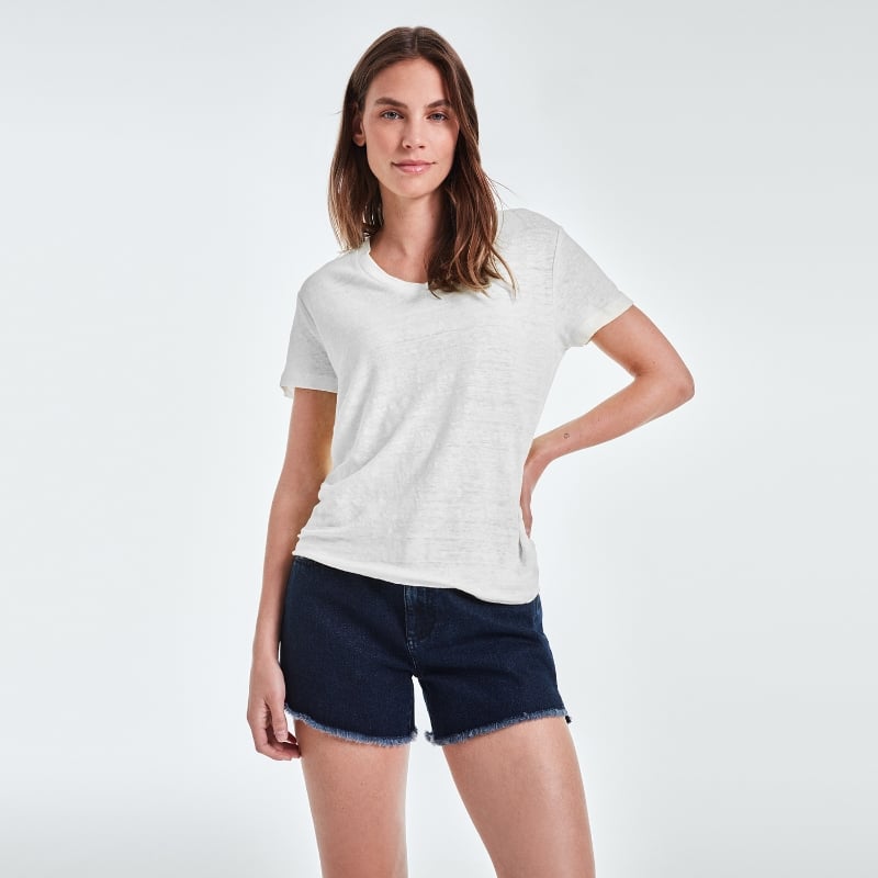 bluemint RORY WHITE V-Neck Linen T-Shirt