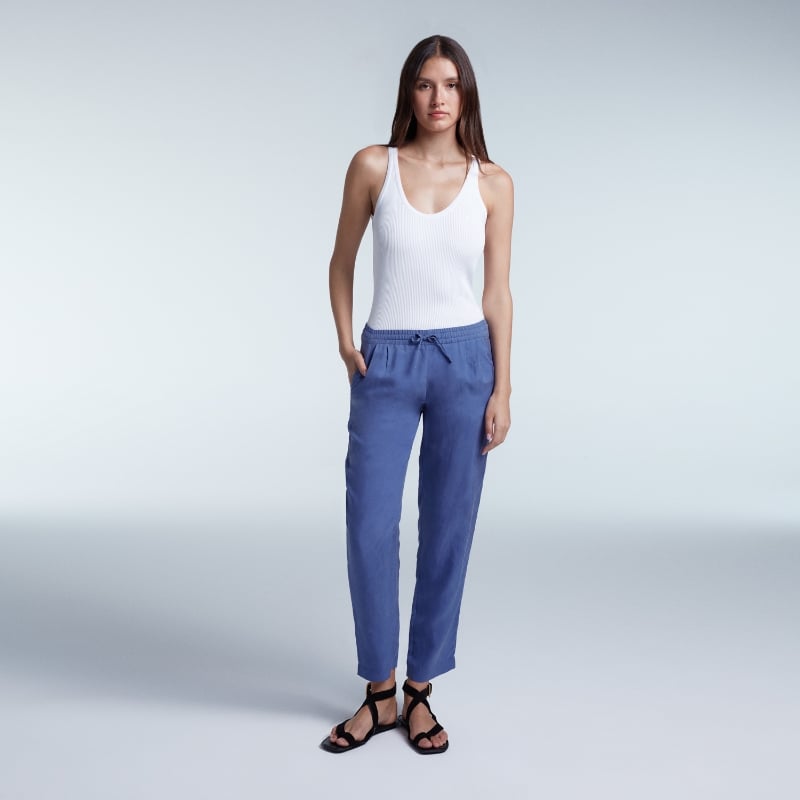 Bluemint SIA LIGHT SAPPHIRE Tapered Silk Trousers