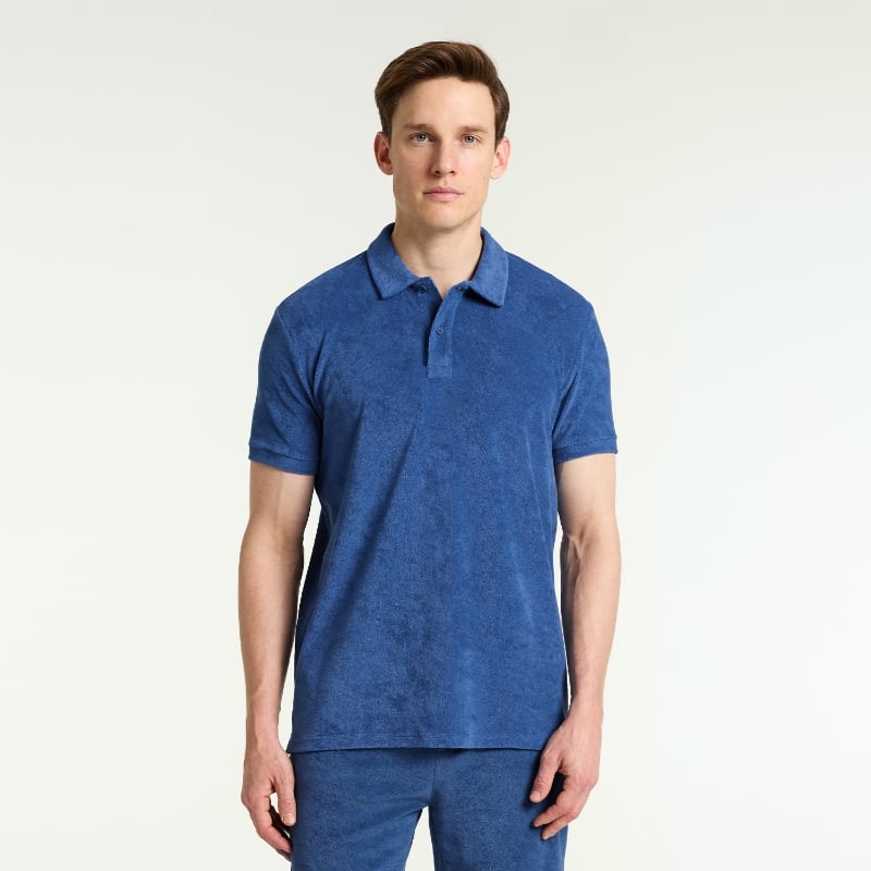Bluemint YAM LAGOON BLUE Towelling Polo Shirt