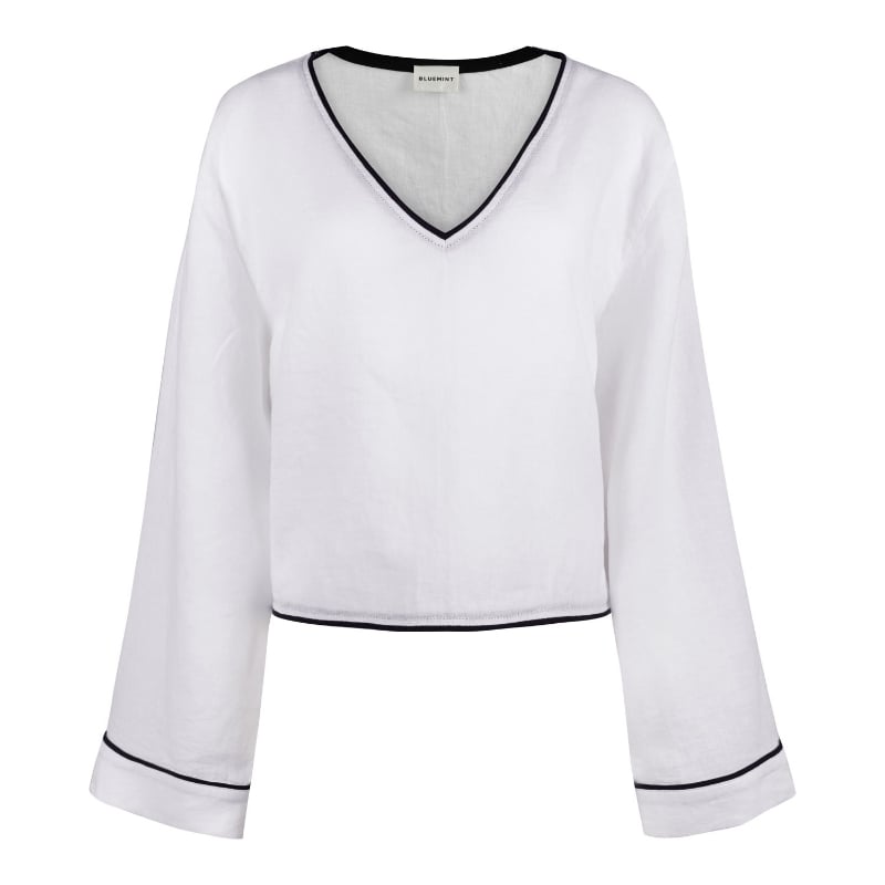 Bluemint ZELDA WHITE Piped Linen Top