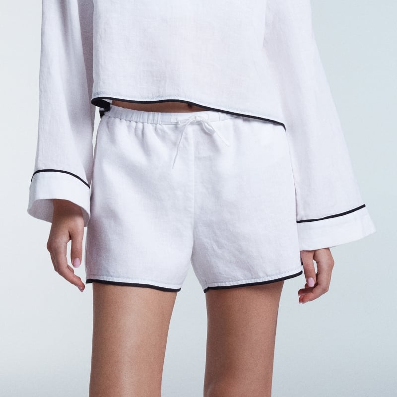 bluemint ZIA WHITE Piped Linen Shorts