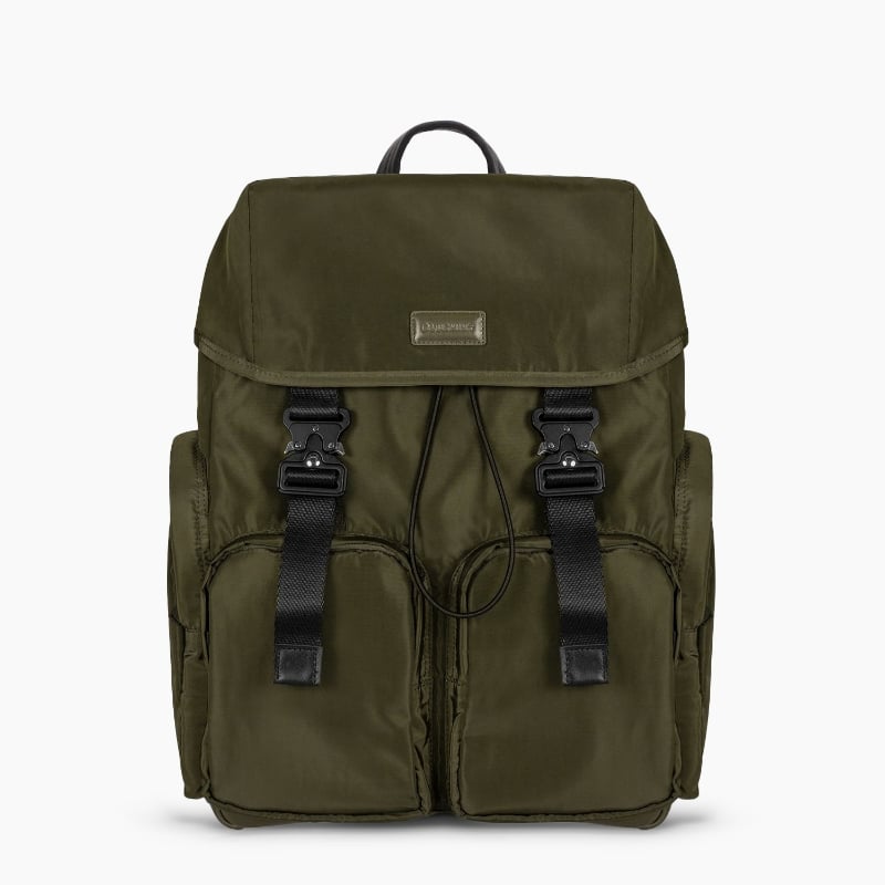 bluemint BM BACKPACK OLIVE Leather - Trimmed Backpack