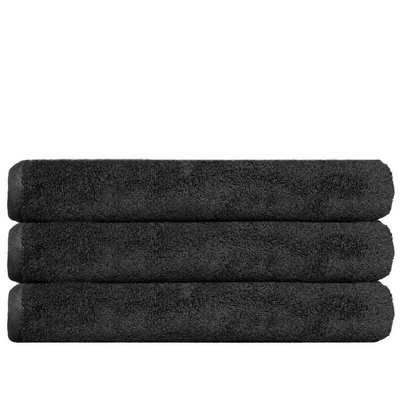 bluemint BM BATH TOWEL SET ANTHRACITE Set of Three Cotton-Terry Bath Towels