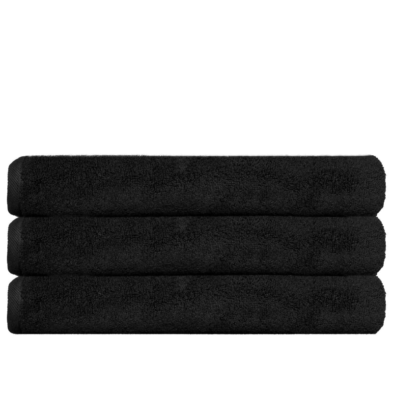 bluemint BM BATH TOWEL SET BLACK Set of Three Cotton-Terry Bath Towels