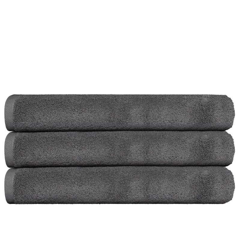 bluemint BM BATH TOWEL SET DARK GREY Set of Three Cotton-Terry Bath Towels