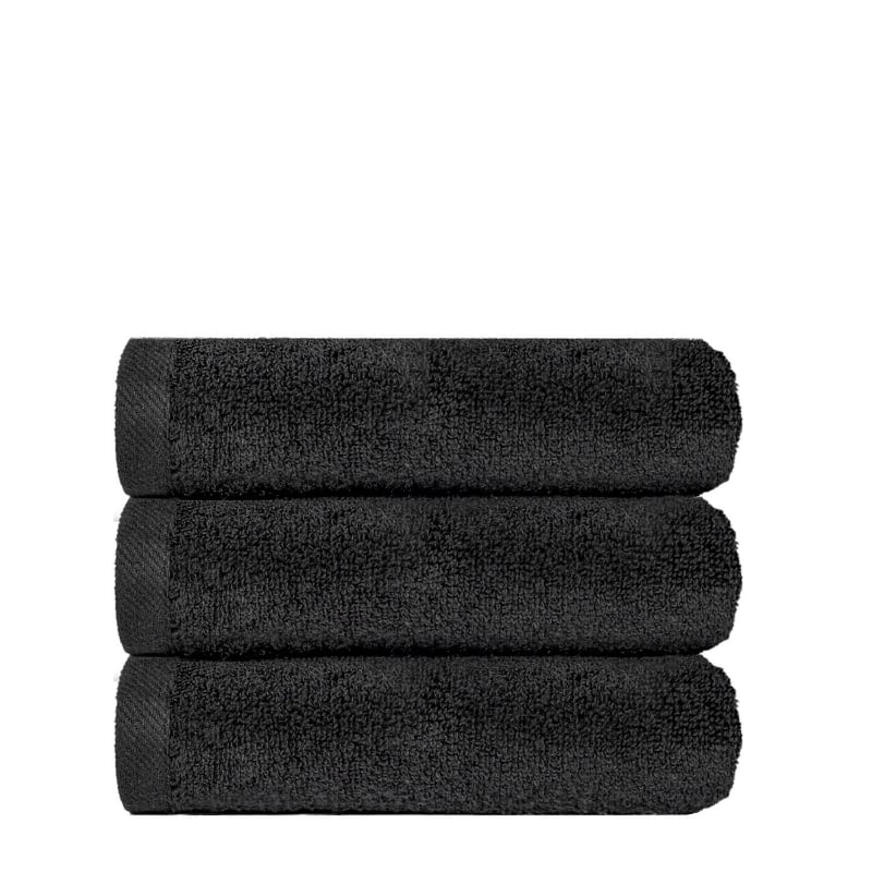 bluemint BM HAND TOWEL SET ANTHRACITE Set of Three Cotton-Terry Hand Towels