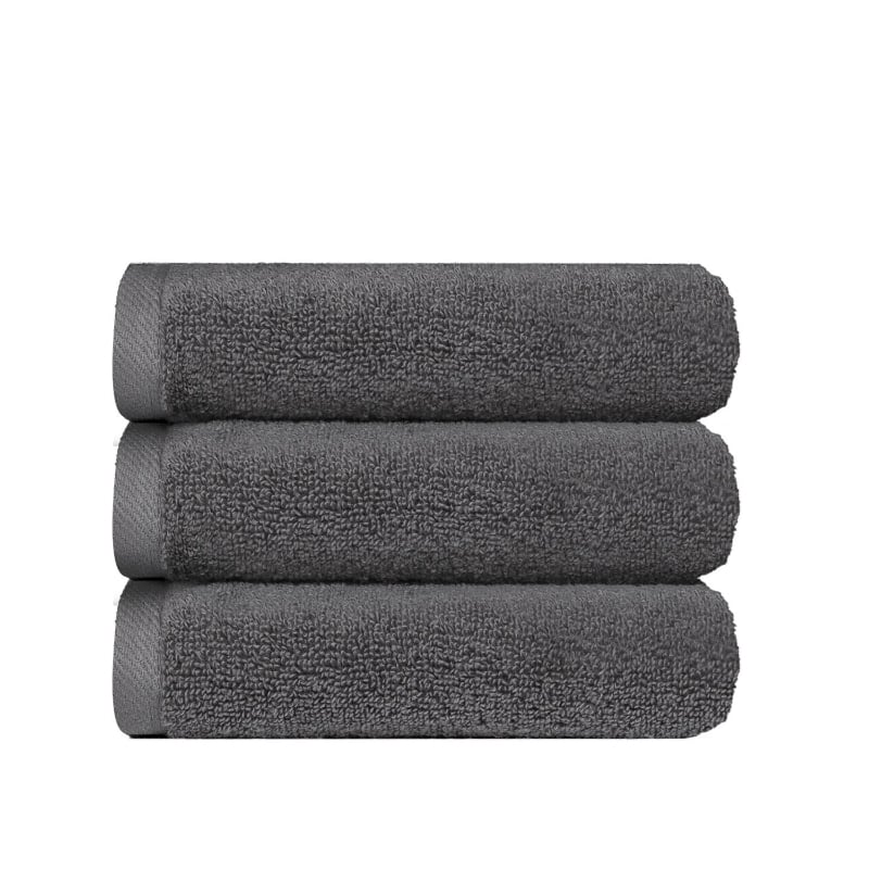 bluemint BM HAND TOWEL SET DARK GREY Set of Three Cotton-Terry Hand Towels