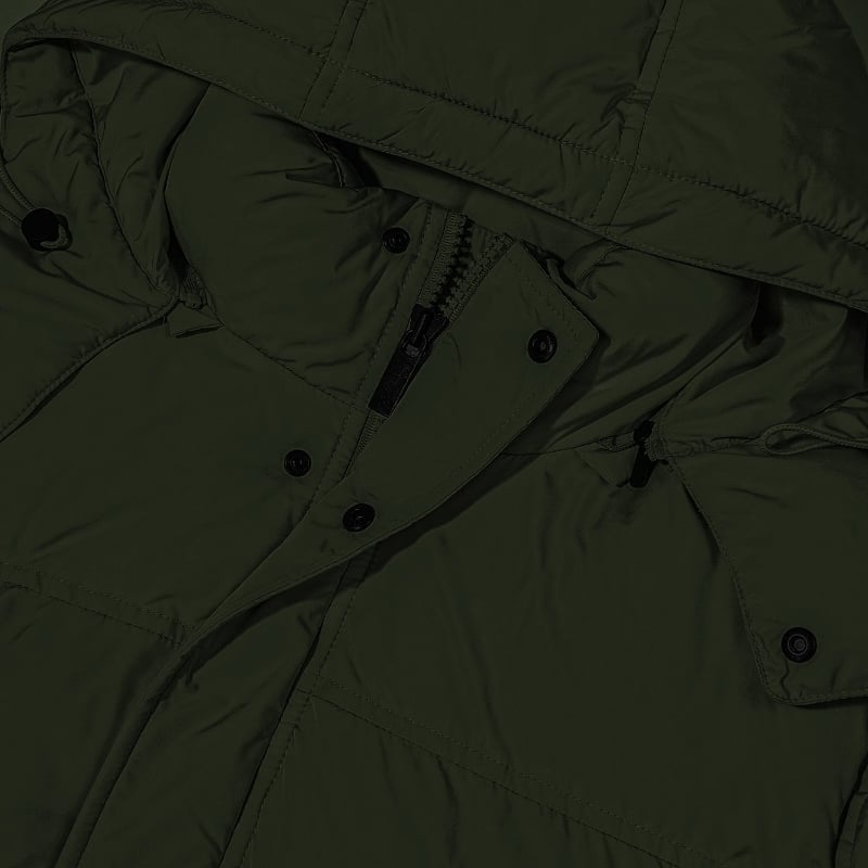 Bluemint BM PUFFER KHAKI Quilted Shell Hooded Jacket
