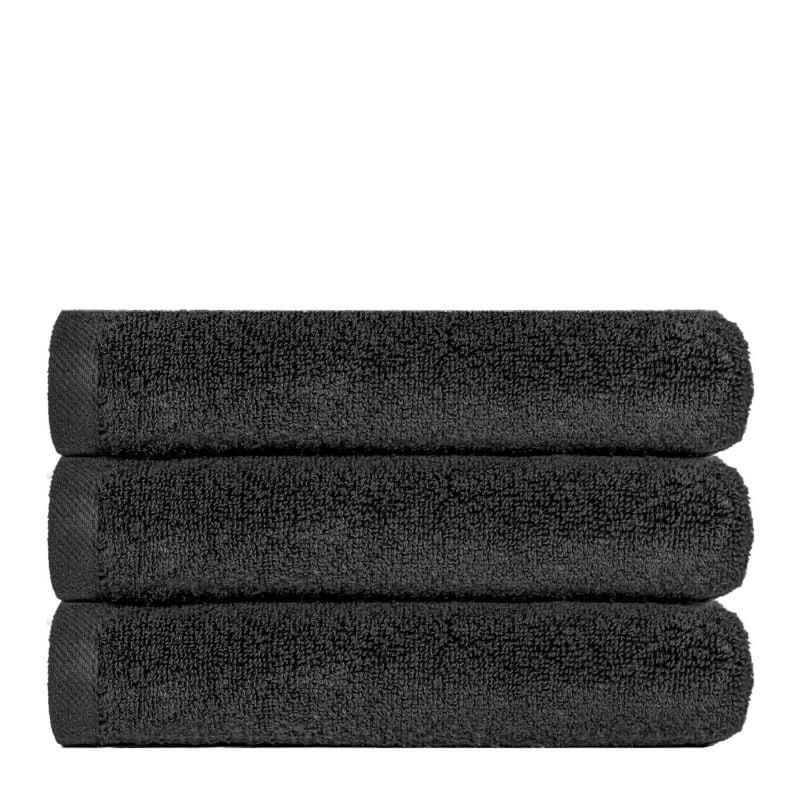 bluemint BM WASH TOWEL SET ANTHRACITE Set of Three Cotton-Terry Wash Towels