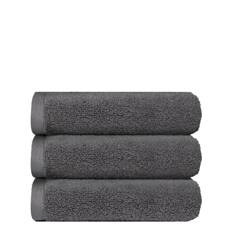 bluemint BM WASH TOWEL SET DARK GREY Set of Three Cotton-Terry Wash Towels