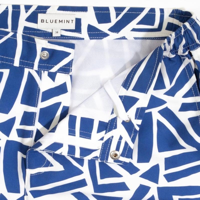 Bluemint BOND NAVY TRIANGLE Tailored Mid-Length Swim Shorts