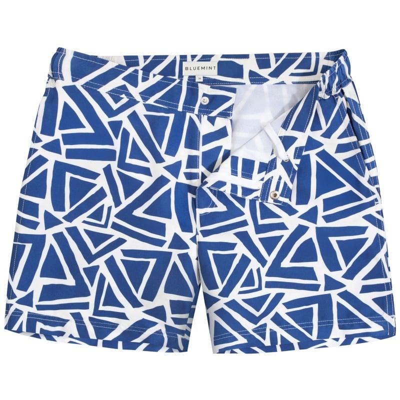 bluemint BOND NAVY TRIANGLE Tailored Mid-Length Swim Shorts
