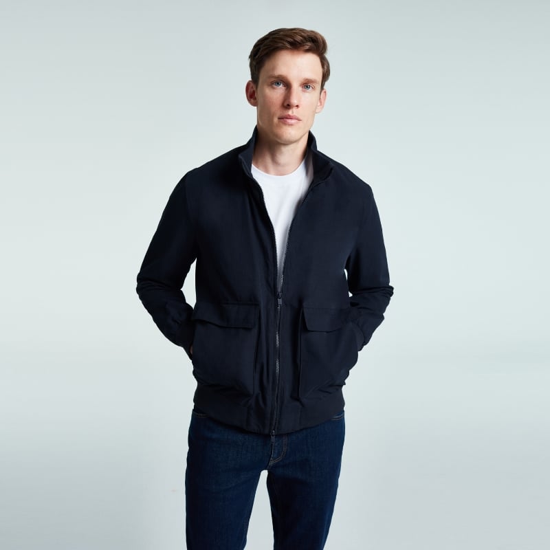 Bluemint COLBERT DARK NAVY Cotton Blend Bomber Jacket
