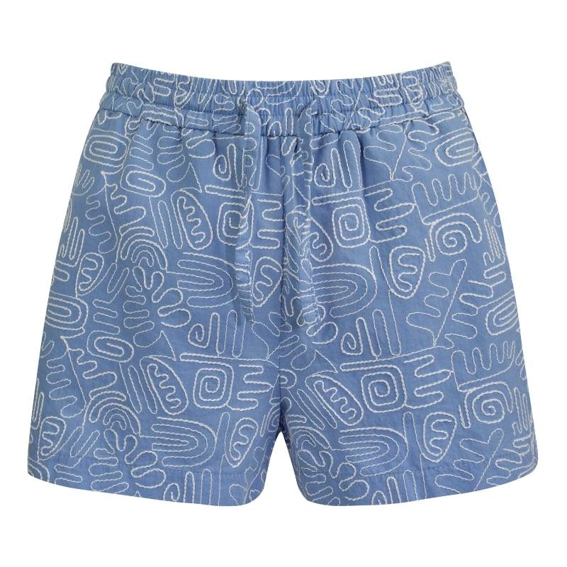 Bluemint DIANE CHAMBRAY BLUE EMBROIDERY Embroidered Shorts