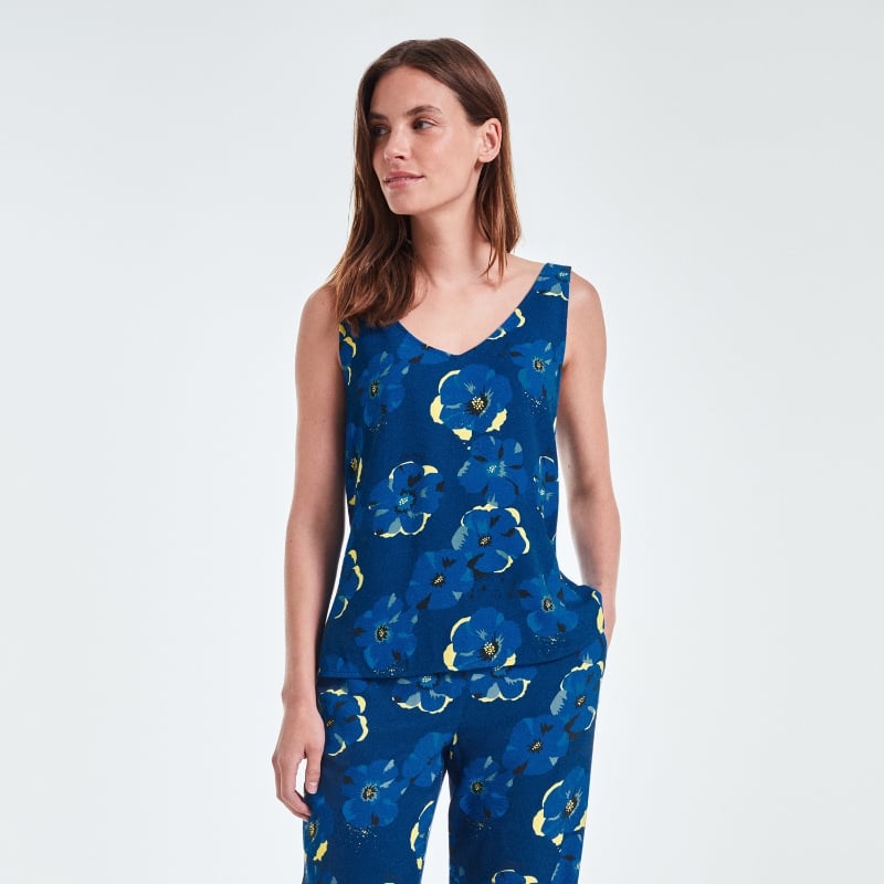 bluemint DOLCE NAVY MOON FLOWER Overlap Back Blouse