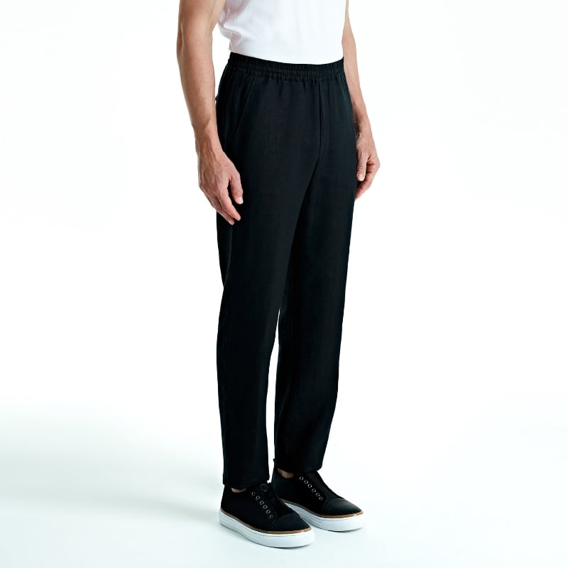 Bluemint EDAN JOGGER BLACK Drawstring Linen Trousers