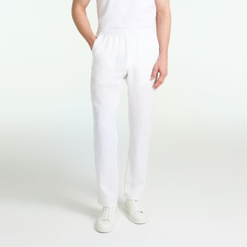 Bluemint EDAN JOGGER WHITE Drawstring Linen Trousers