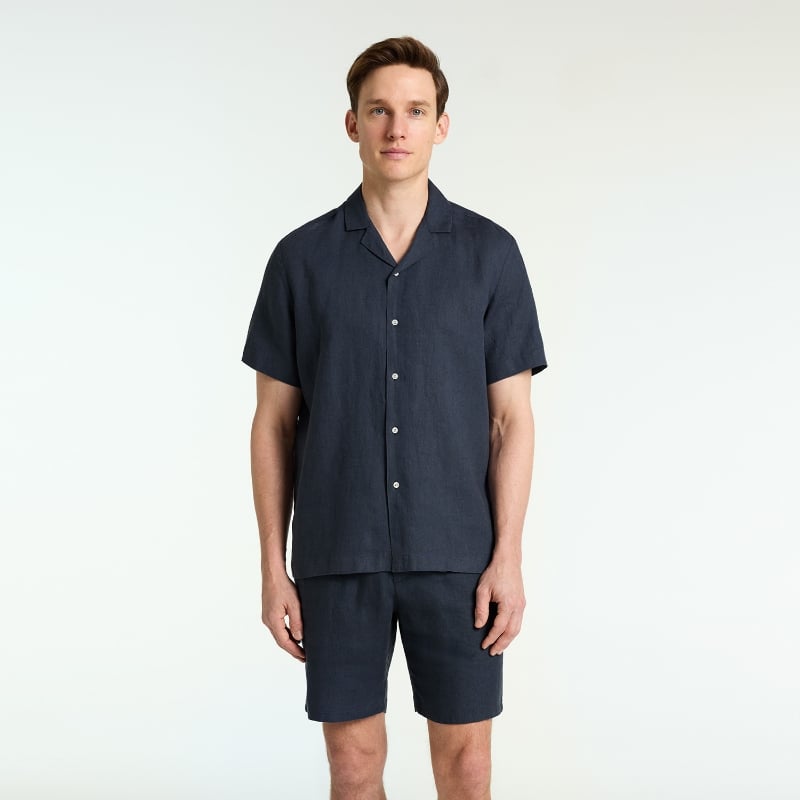 Bluemint EDMUND JOGGER MIDNIGHT Linen Drawstring Shorts