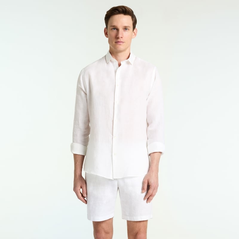 Bluemint EDMUND JOGGER WHITE Linen Drawstring Shorts