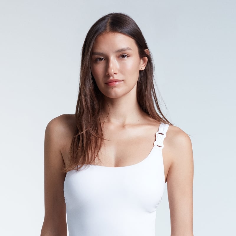 Bluemint FELICIA WHITE One-Shoulder Bandeau Swimsuit