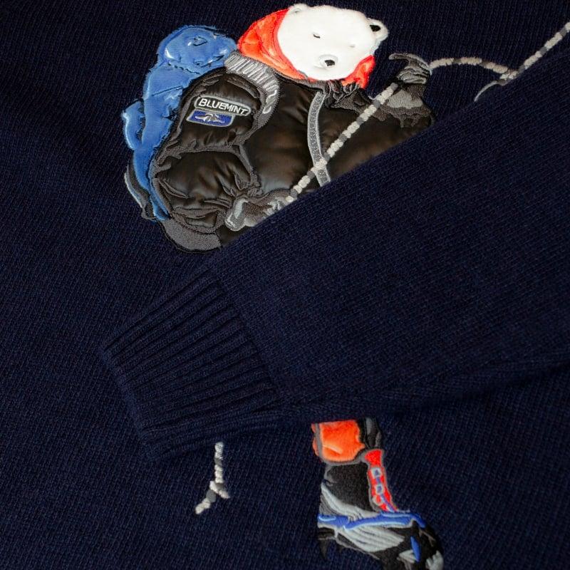 Bluemint FILIP BEAR SUMMIT DARK NAVY Wool-Blend Graphic Sweater