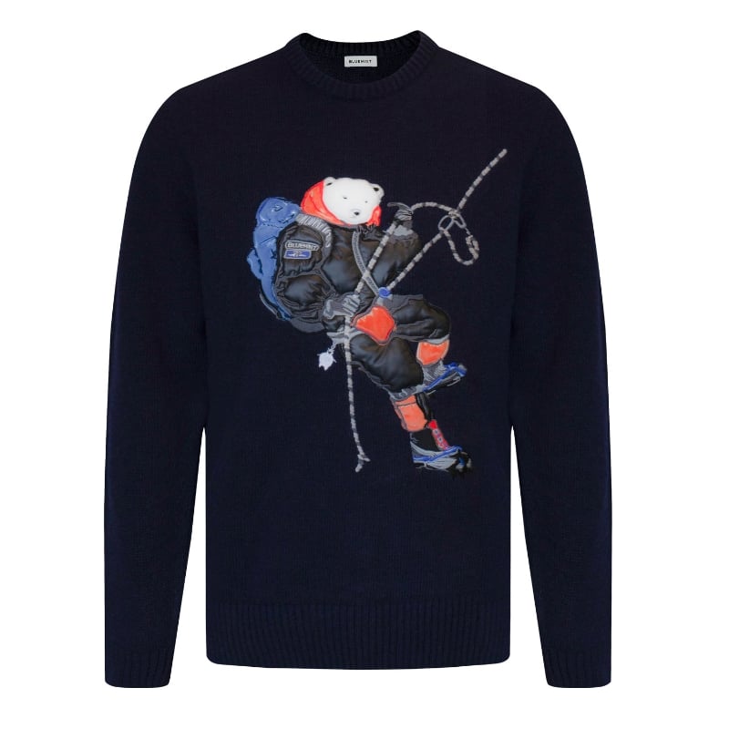 bluemint FILIP BEAR SUMMIT DARK NAVY Wool-Blend Graphic Sweater