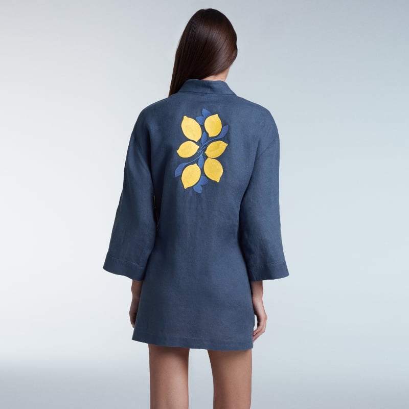 Bluemint GABRIELLE CAPRI EMBROIDERED Embroidered Linen Kimono