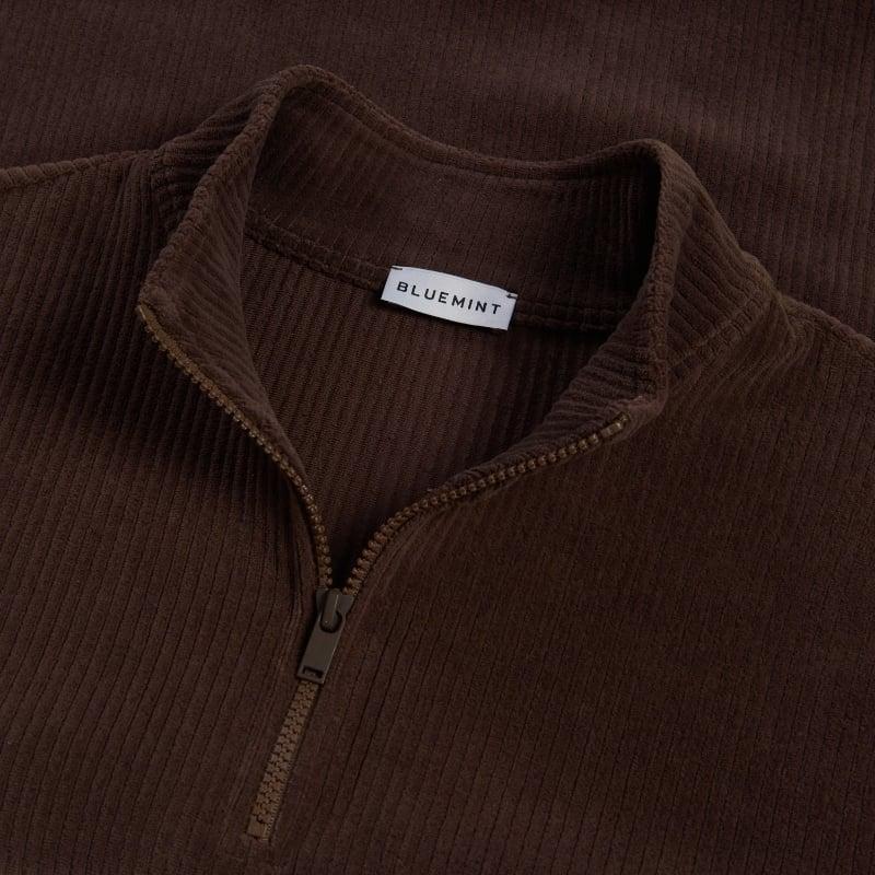 Bluemint GAEL BROWN Corduroy Jersey Half-Zip Sweatshirt