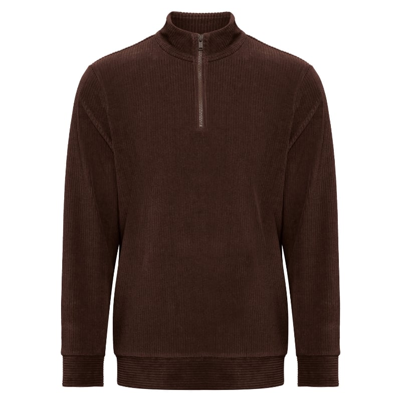 bluemint GAEL BROWN Corduroy Jersey Half-Zip Sweatshirt
