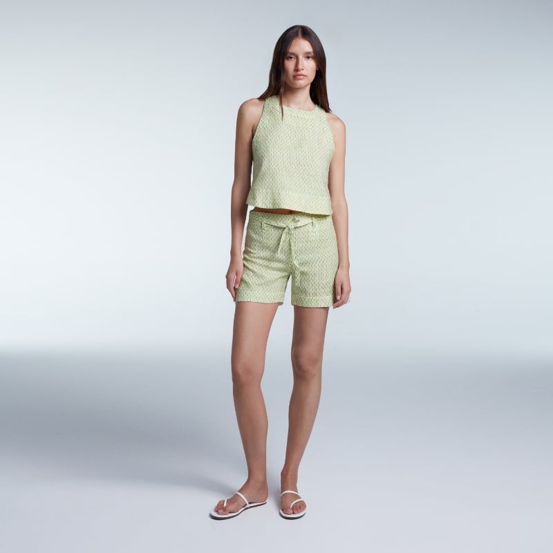 Bluemint GALIA LIME BERRY Printed Linen Pleated Shorts