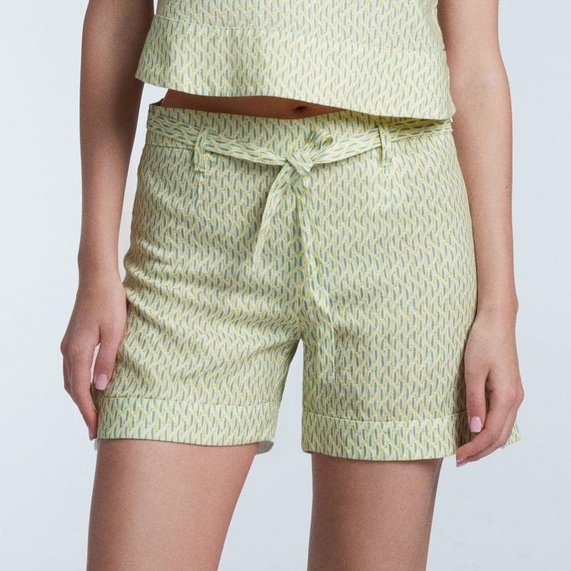 bluemint GALIA LIME BERRY Printed Linen Pleated Shorts
