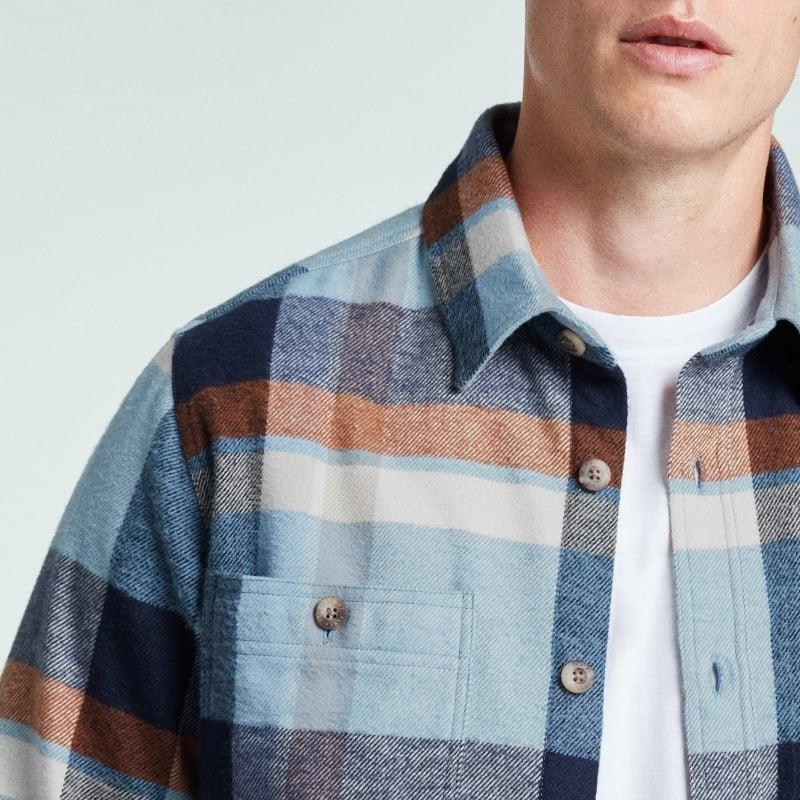 Bluemint JAMES AQUAMARINE CHECKED Organic Cotton Checked Overshirt