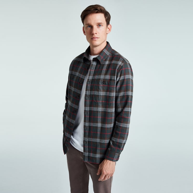 Bluemint JAMES DARK FOREST CHECKED Organic Cotton Checked Overshirt