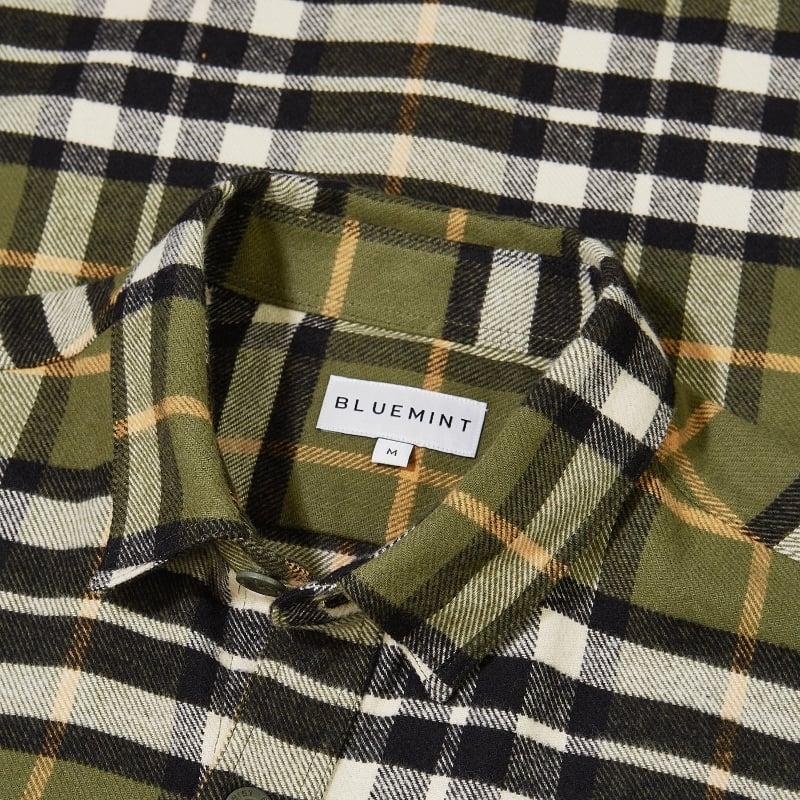 Bluemint JAMES OLIVE CHECKED Organic Cotton Checked Overshirt