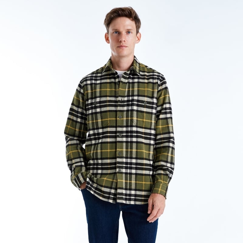 Bluemint JAMES OLIVE CHECKED Organic Cotton Checked Overshirt