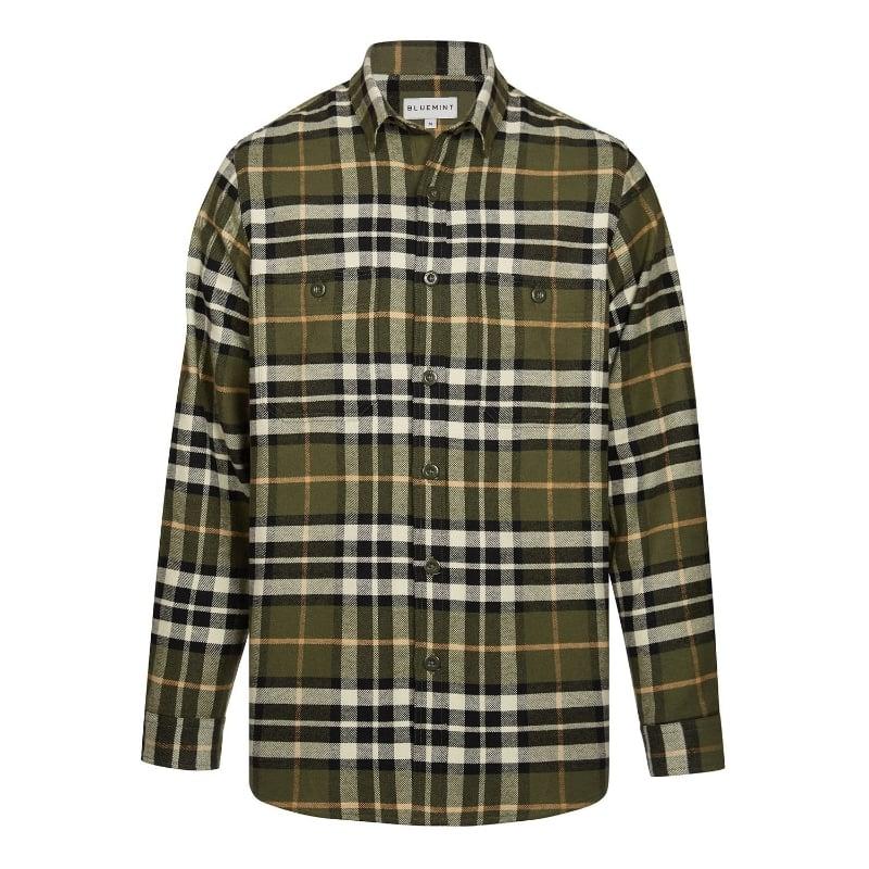 bluemint JAMES OLIVE CHECKED Organic Cotton Checked Overshirt