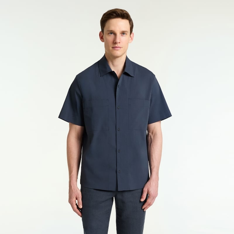 Bluemint JOSEPH MIDNIGHT Short-Sleeve Cotton Shirt With Chest Pockets