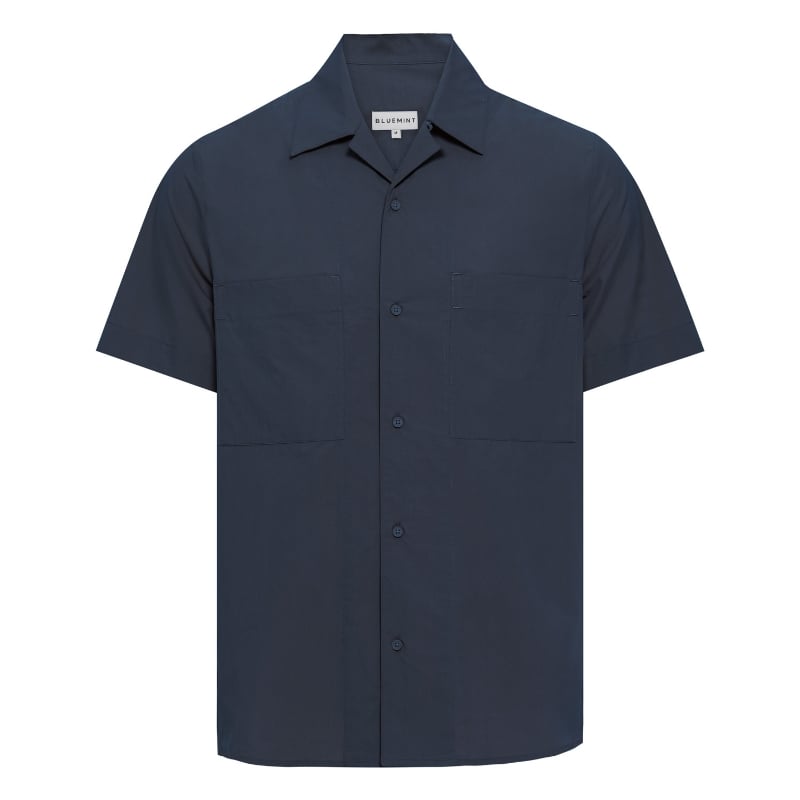 bluemint JOSEPH MIDNIGHT Short-Sleeve Cotton Shirt with Chest Pockets