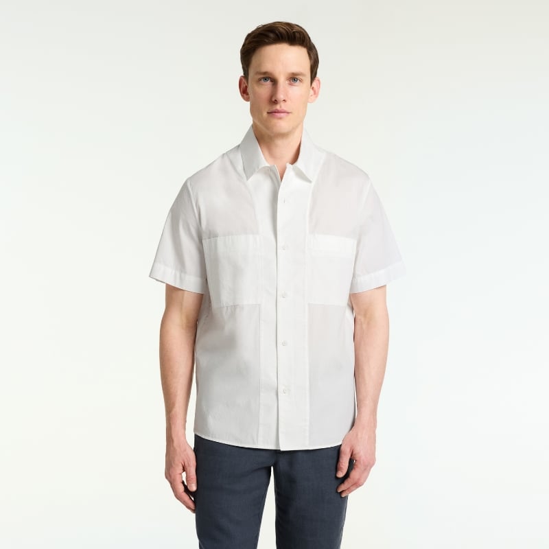 Bluemint JOSEPH WHITE Short-Sleeve Cotton Shirt With Chest Pockets