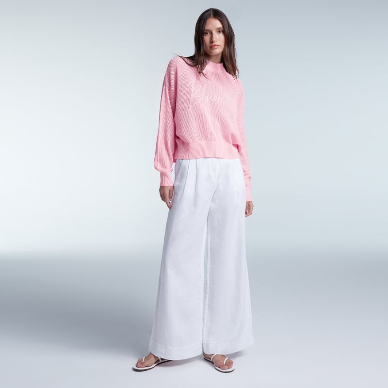 Bluemint JOYSE BUBBLEGUM Open-Knit Sweater With Logo Detail