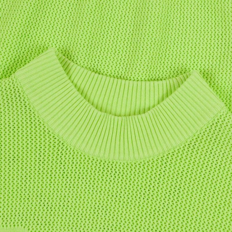 Bluemint JOYSE NEON GREEN Open-Knit Sweater With Logo Detail