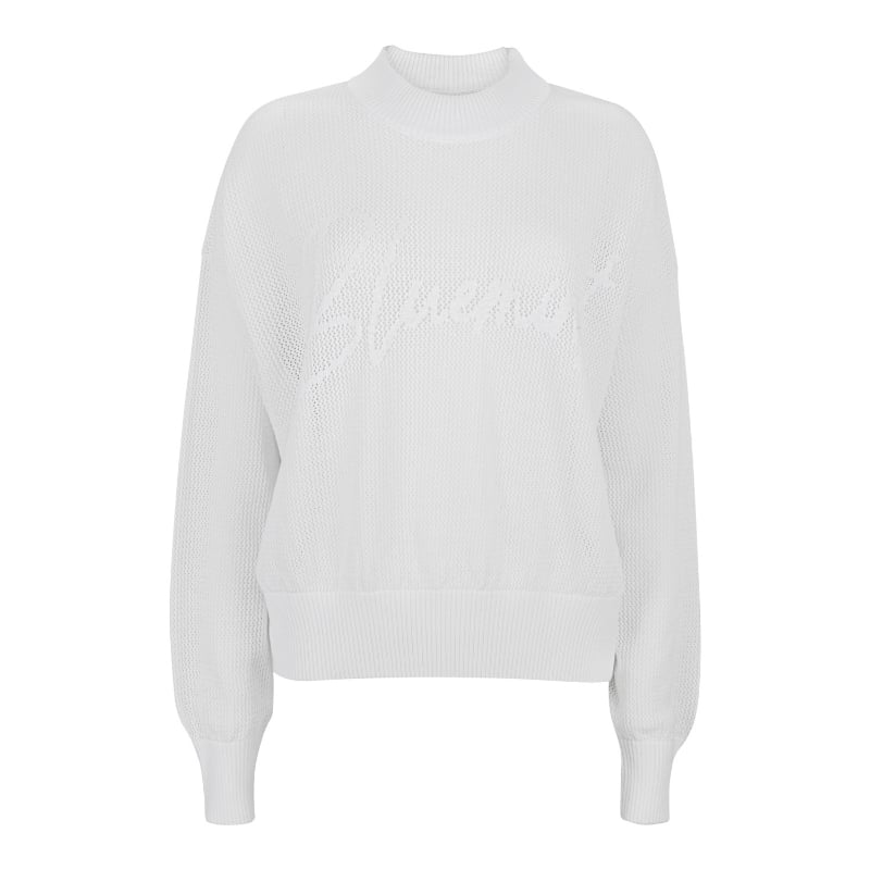Bluemint JOYSE WHITE Open-Knit Sweater With Logo Detail