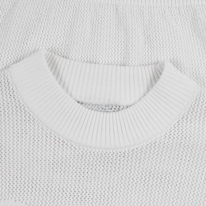 Bluemint JOYSE WHITE Open-Knit Sweater With Logo Detail