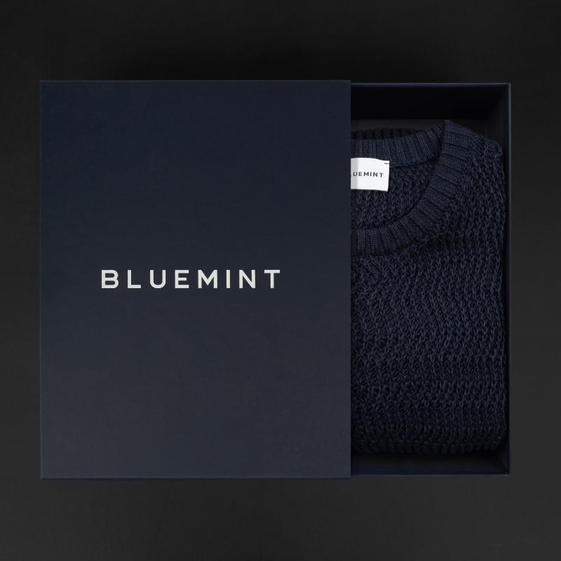 bluemint JULIE GIFT BOX DARK NAVY Crochet Linen Sweater