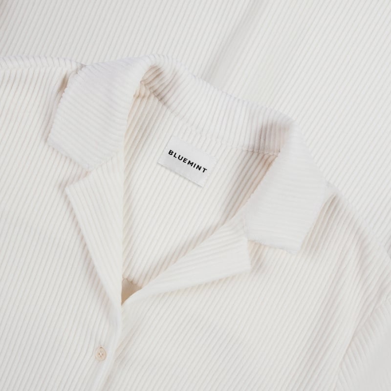 Bluemint LAURA ECRU Corduroy Jersey Camp-Collar Shirt