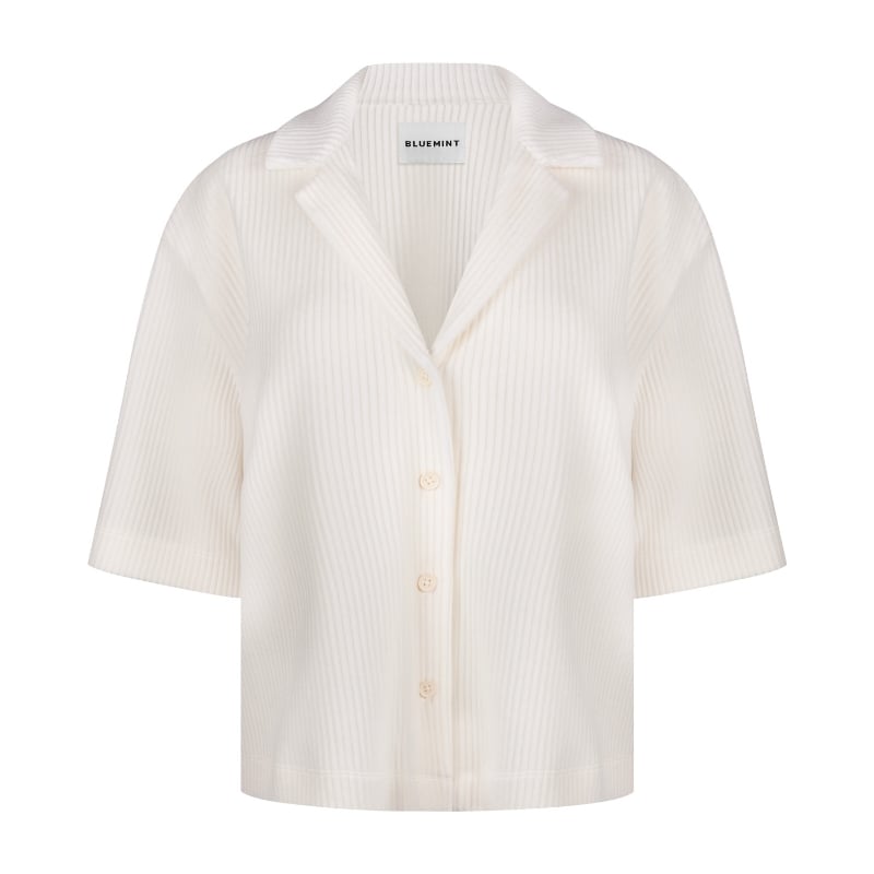 Bluemint LAURA ECRU Corduroy Jersey Camp-Collar Shirt