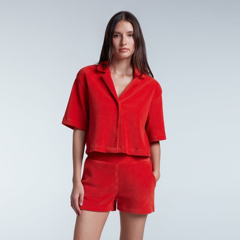 bluemint LAURA VOLCANO Corduroy Jersey Camp-Collar Shirt