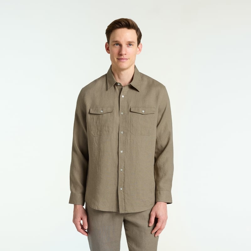 Bluemint LAWRENCE STONE Linen Shirt With Flap Pockets