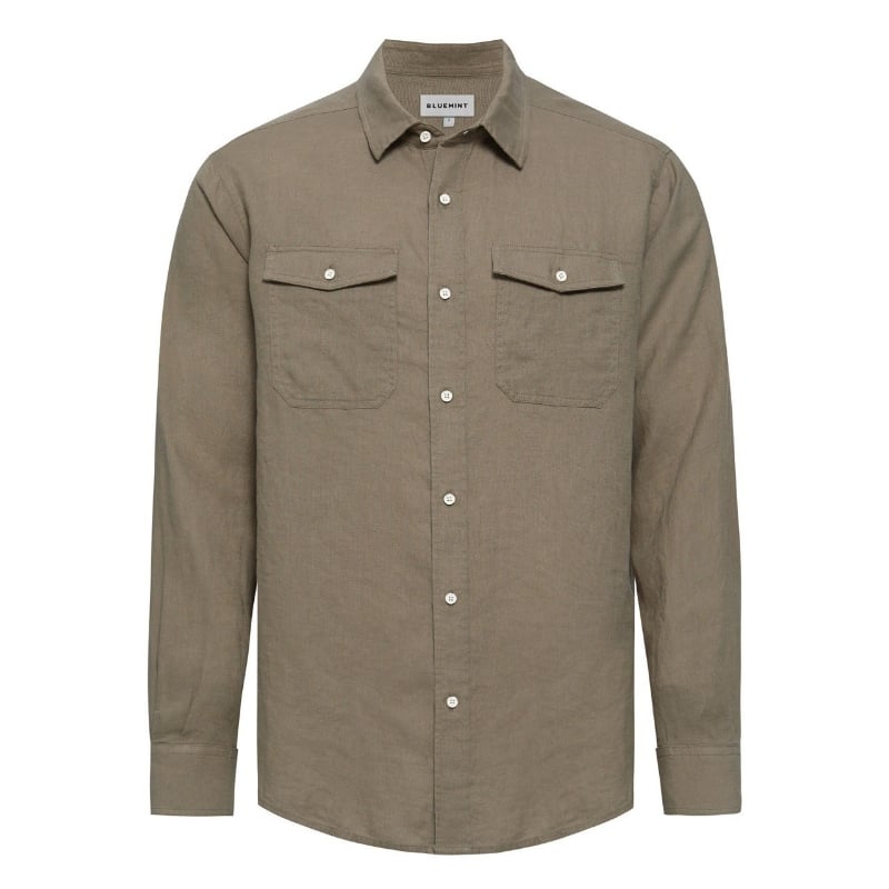 bluemint LAWRENCE STONE Linen Shirt with Flap Pockets