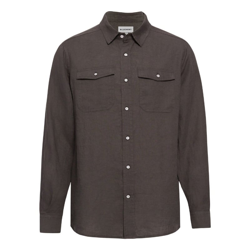 bluemint LAWRENCE TRUFFLE Linen Shirt with Flap Pockets